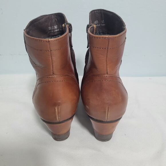 L'Artiste Belgard Bootie In Brown Hand Painted Leather & Embossed Suede Size 41 - Picture 3 of 7